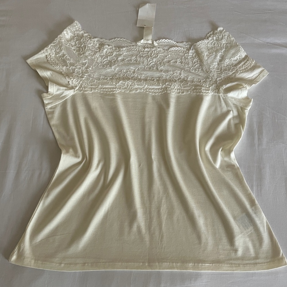 H&M Romantic Lace & Cotton Blouse - Size XL